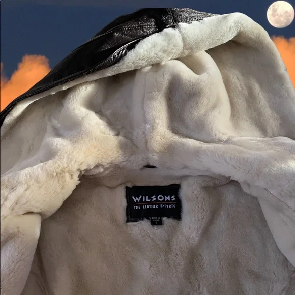 ❤️‍🔥FANTASTIC Vintage Wilsons Leather Faux Fur Lined Hooded Belted Winter Coat - Picture 12 of 14